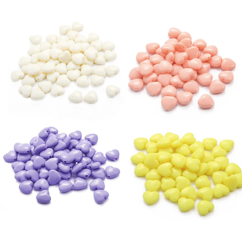 

50pcs/lot 12mm Acrylic Heart Beads Color Plastic Loose Spacer Beads for Jewelry Making DIY Bracelet Necklace Earring Accessories