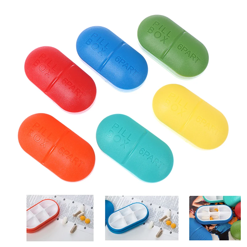 

Mini Pill Box Foldable Container Drug Tablet Storage Travel Case Holder Cute Plastic Pill Box 6 Grids Medicine Case