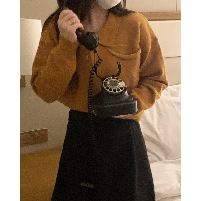 Женский пуловер с длинным рукавом цветной в корейском ретро-стиле модная одежда