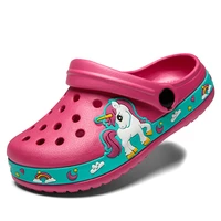 new fashion kids unicorn dinosaur garden shoes beach flat sandals slippers child sandals anti skid slipper summer hole shoes