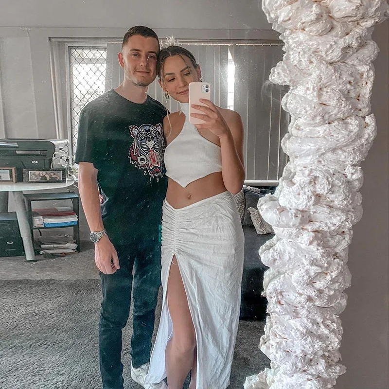 

Cryptographic Knit Halter Sexy Backless Crop Tops for Women Summer Hot Sleeveless Tank Top Cropped Club Party Fashion Outfits