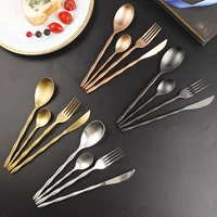 4pcs black dinnerware set stainless steel cutlery rainbow dinner set knife fork tea spoon silverware set kitchen tableware set