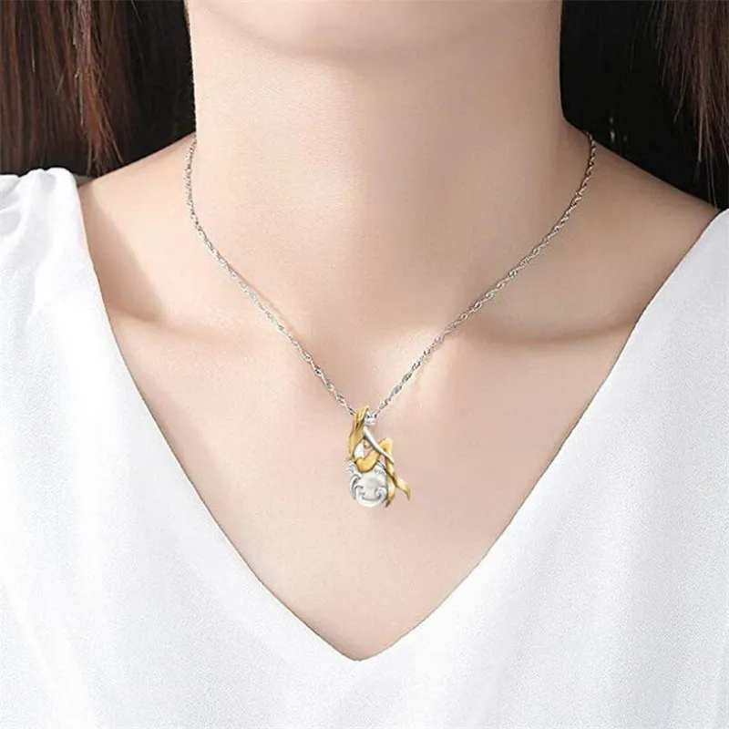 

Fashion romantic two-color mermaid necklace pendant women's elegant temperament Valentine's Day charm jewelry gift wholesale