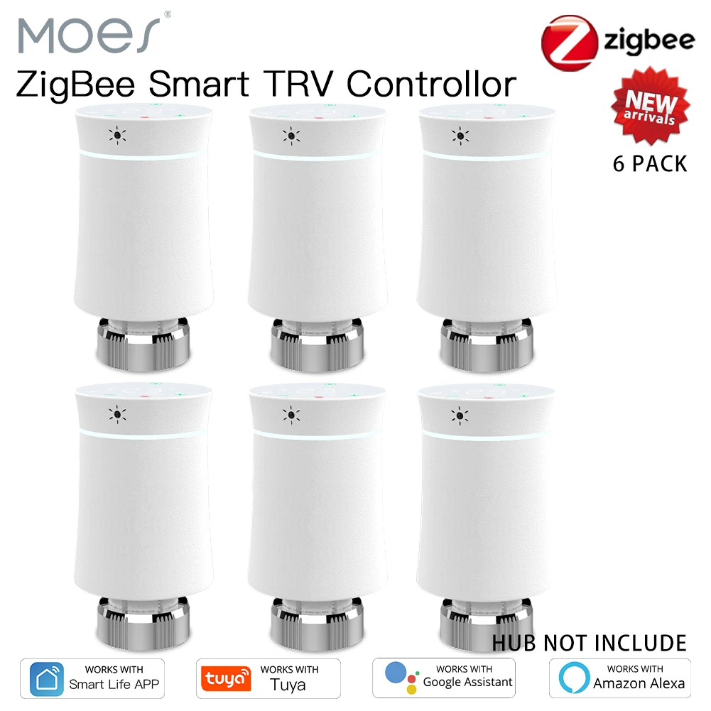 

Moes ZigBee3.0 TRV New Radiator Actuator Valve Tuya Smart Programmable Thermostat Temperature Heater Alexa Voice Control