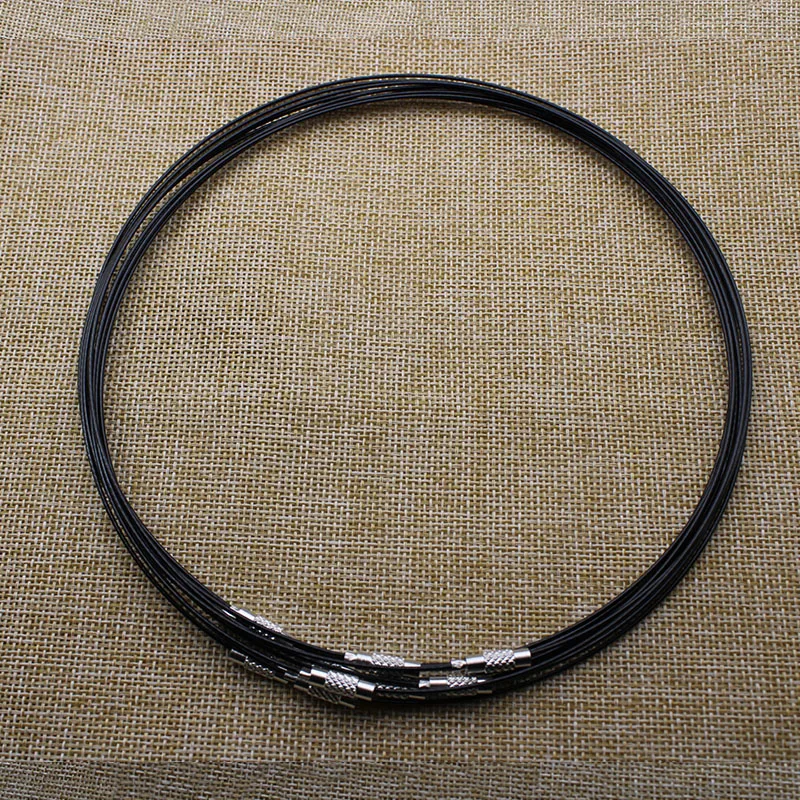 black 10 шт. 1 мм проволока из нержавеющей стали, шнур, веревка, цепочка, колье, ожерелье для DIY ювелирных изделий, 18 дюймов, смешанные цвета Z952 - Цвет: black