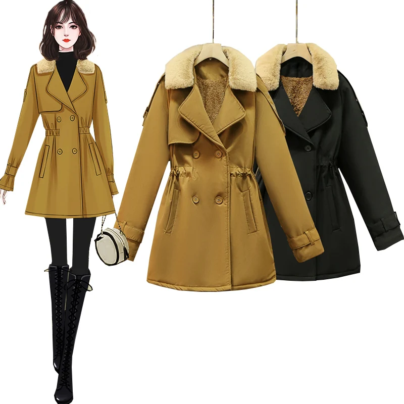 Женская Повседневная куртка размера плюс новинка зимы 2021 черное бархатное