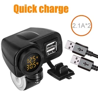 50 hot salesmotorcycle motorbike dual usb charger led digital voltage display thermometer