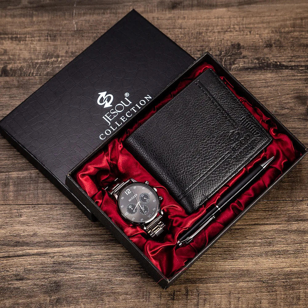 

Men's Gift Set Beautifully Packaged Watch + Wallet Pen Set Hot Selling Creative Combination Set Mens Fashion Watches