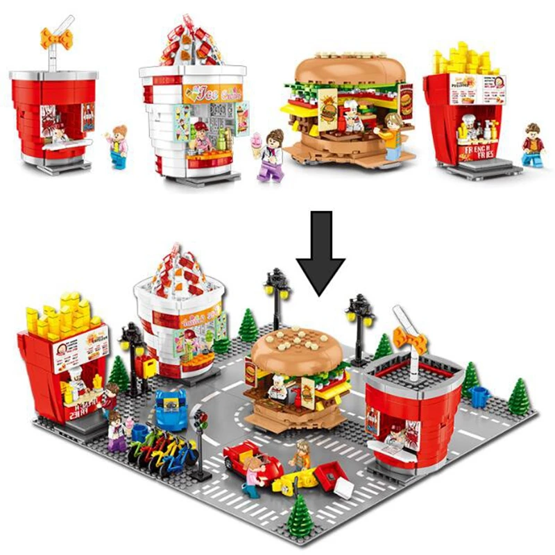 998 шт. гамбургер фри Кола Мороженое магазин городской архитектурной уличного