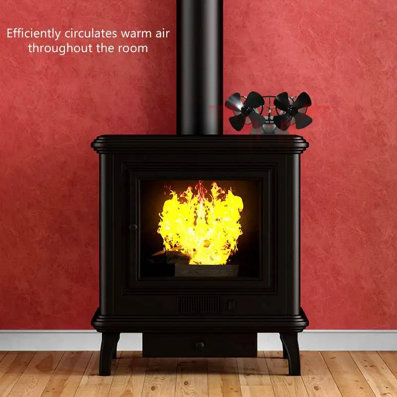 

Dual Head 8 Blades Fireplace Fan Eco Friendly Heat Powered Stove Fan Log Wood Burner Quiet Pellet Stove Fan Heat Distribution