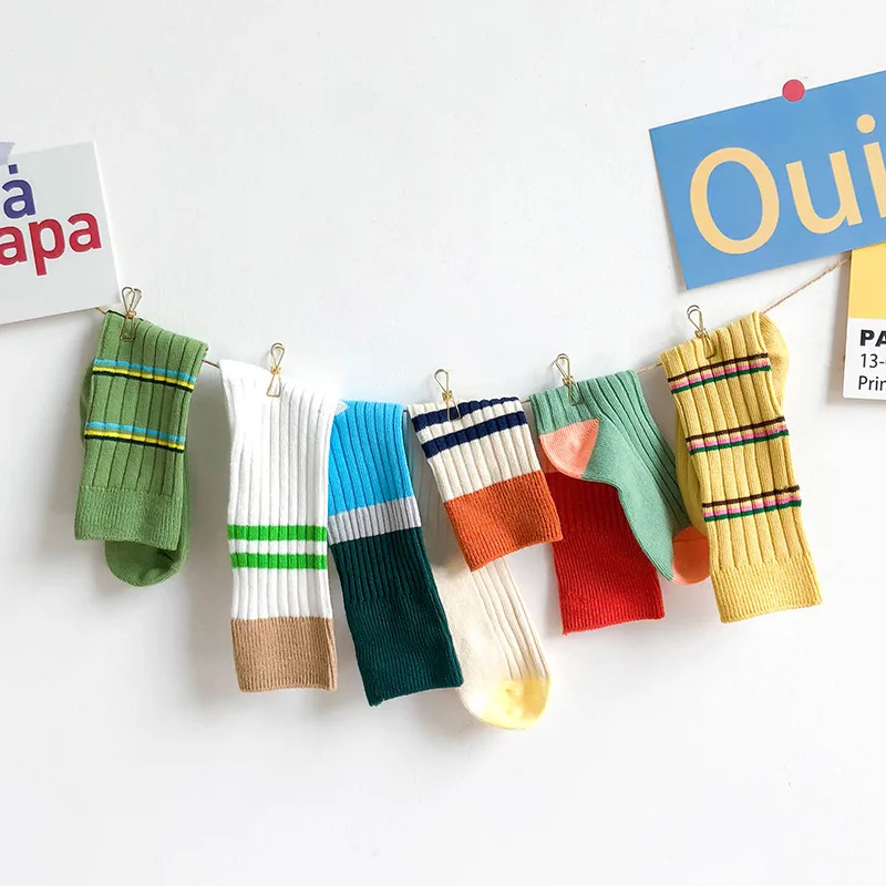 

Soft Cotton Boys Girls Socks Cute Kids Leg Long Socks for Baby 1-10Year Candy Color Stripe