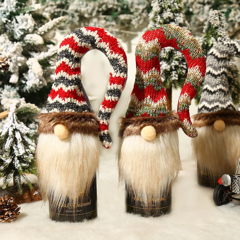 

Christmas Decorations Santa Claus Wine Bottle Dust Covers Champagne Gifts Bags Xmas Home Dinner Party Table Decors New Year 2022