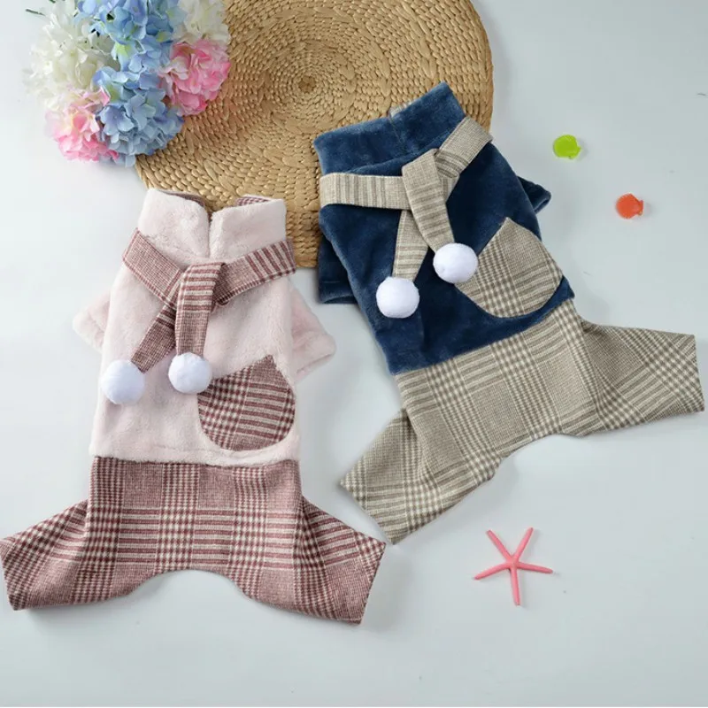 

Pet Clothes Autumn And Winter College style Puppy Jumpsuit Outfits Warm Fleece Dog Coat Cute Pet Jacket For Shih Tzu Yorkshires