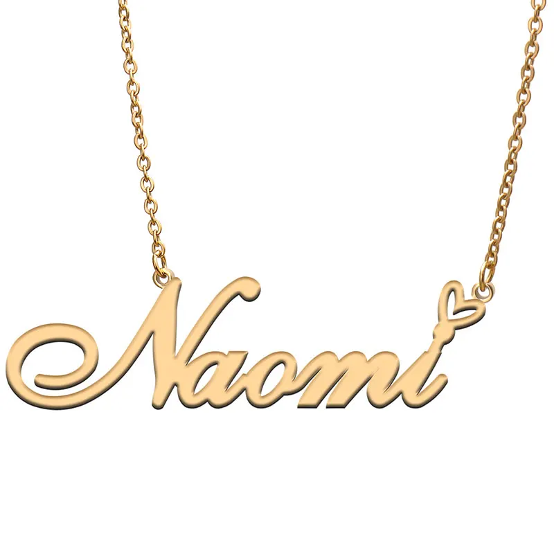 

Naomi Love Heart Name Necklace Personalized Gold Plated Stainless Steel Collar for Women Girls Friends Birthday Wedding Gift