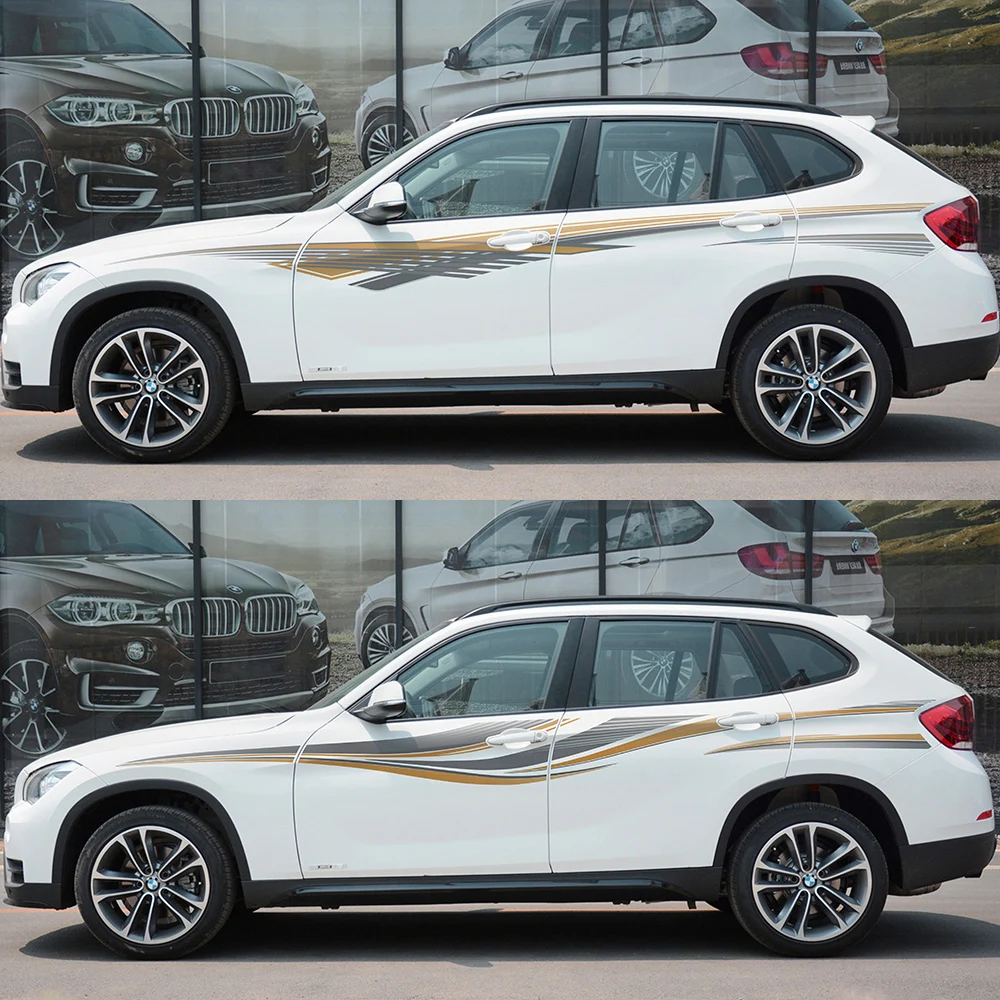 

2Pcs/Lot Car Stickers Body Decoration Race Colorful Strips Door Waist Line Glue Decals for BMW X1 E84 2012-2015 Car Accessories