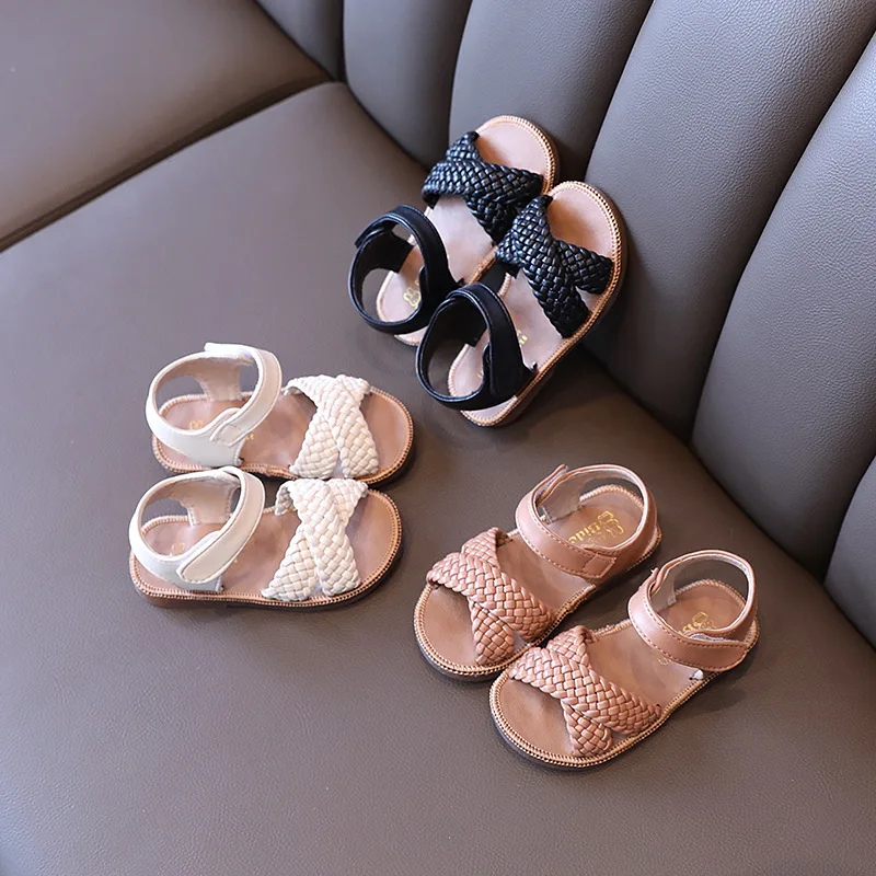 

Детские сандалии для девочек 2021, летняя плетеная обувь принцессы, мягкая подошва, обувь для малышей
