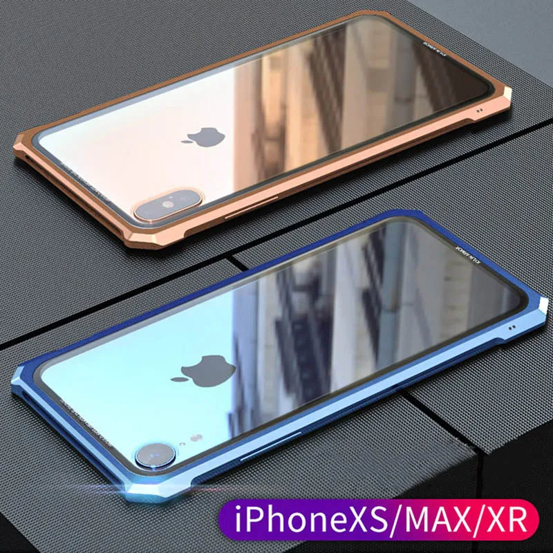 Роскошный металлический чехол для iPhone XS задняя крышка из прозрачного стекла