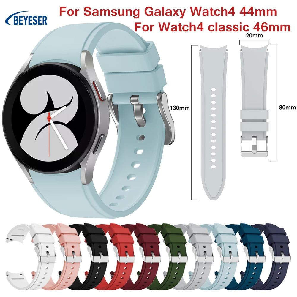 

Универсальный силиконовый ремешок 20 мм для Samsung Galaxy Watch 4 44 мм, дышащий сменный Браслет, Браслет для классического 46 мм, Новинка