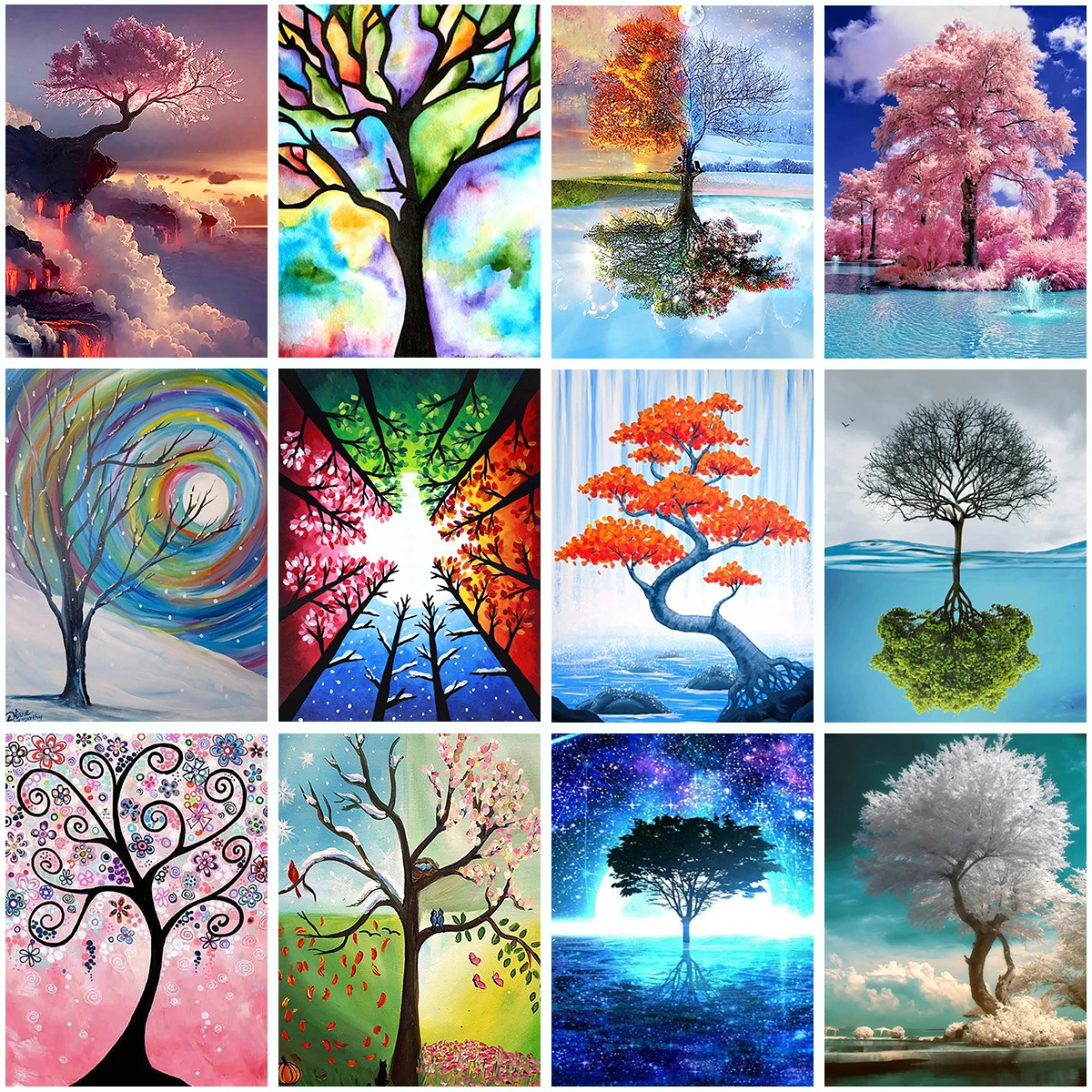 

5D DIY Animal Forest Landscape Diamond Embroidery Reflection Tree Diamond Painting Cross Stitch Home Decoration New Year Gift