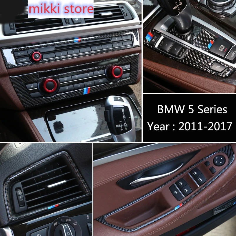 

Accessories Carbon Fiber For BMW 5 series F10 F18 Car Center Console Cover Air Conditioning Outlet Vent Decorative Frame Sticker