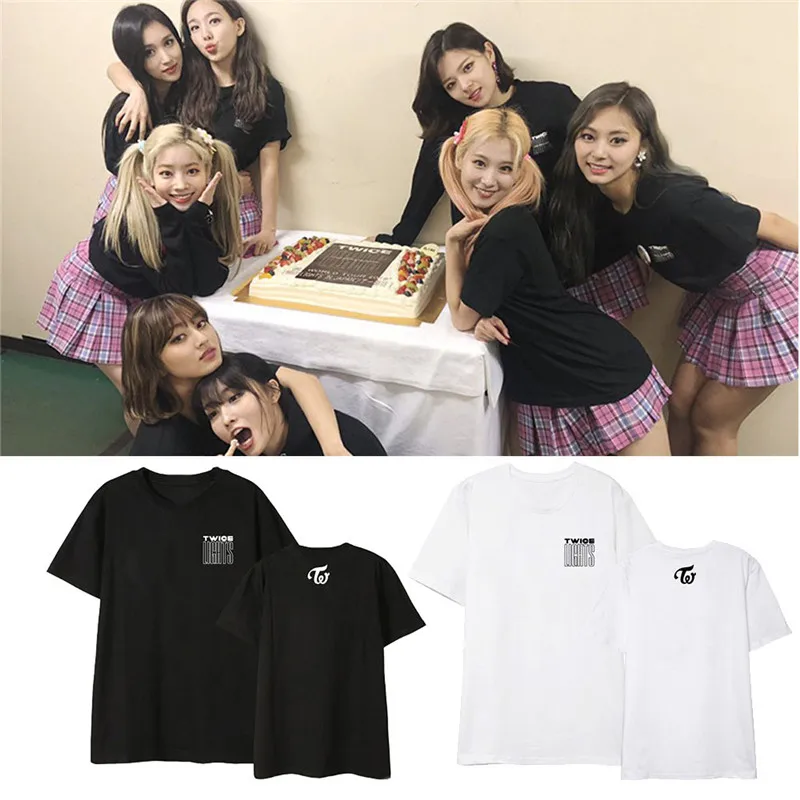 Kpop TWICELIGHTS Album Shirts уличная свободная футболка в стиле хип хоп с короткими рукавами