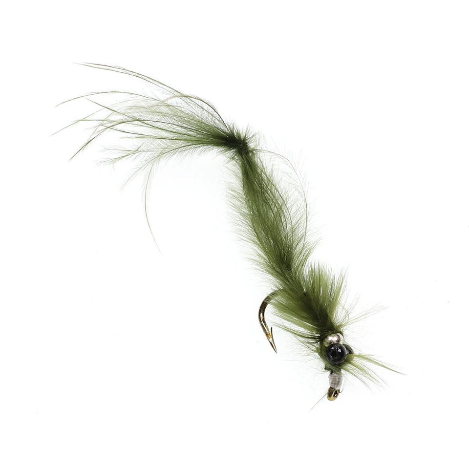 

Vampfly 8pcs #12 Long Tail Olive Damselfly Nymphs All Season Pattern Swimbait Trout Fishing Fly Lures