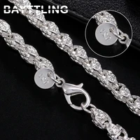bayttling silver color charm 2024 inch 5mm dragon head chain necklace for woman man party fashion wedding jewelry gift