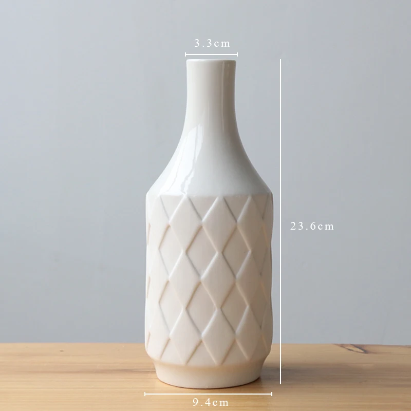 

Modern White Ceramic Vase Home Centerpiece Decoration Flower Vase Diamond-shaped Flower Pot Table Decor