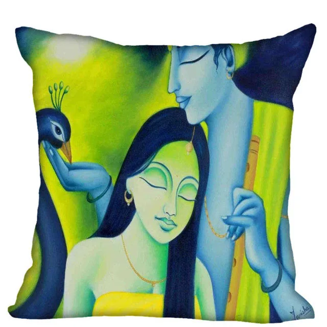 

Canvas Painting Square Polyester Cushion Cover Home Bedroom Hotel Car Decoration Cushion Cover Wedding Personality Gift 45x45cm.