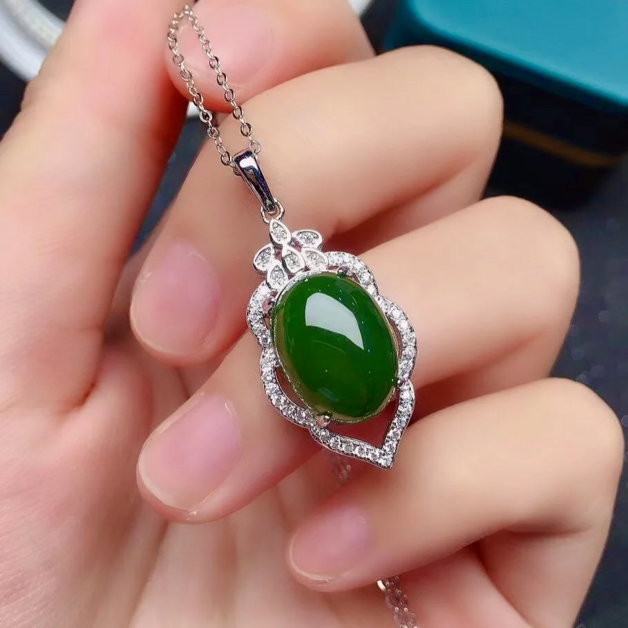 Зеленый нефритовый кулон в китайском стиле для вечерние 10 мм * 14 6 карат из