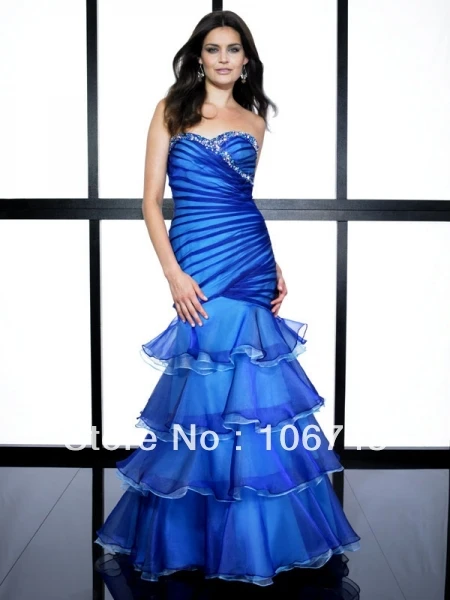 

free shipping 2014 blue Mermaid best seller new style vestido de renda Sexy brides maid Customized tiered cross long prom dress