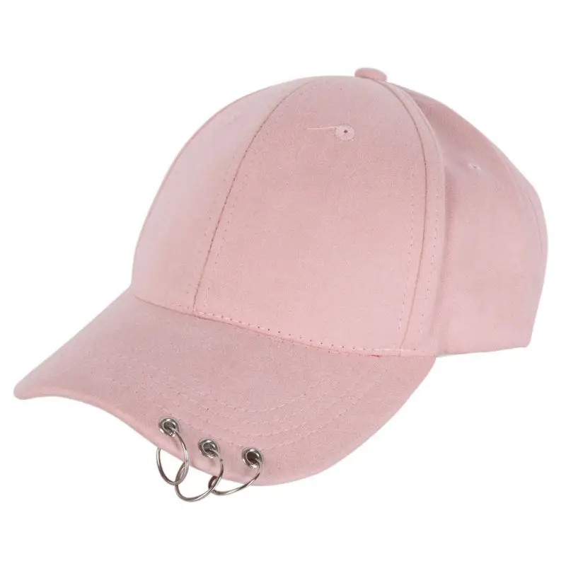 Hot Unisex Solid Ring Safety Pin Curved Hats Climbing Cap Men Women Suede Caps Sport |
