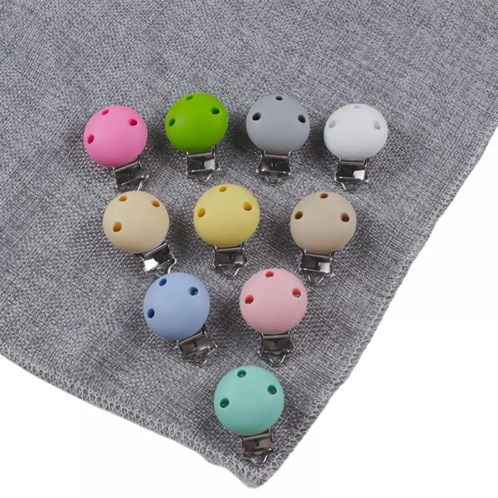 

10 Colors 2Pcs/Lot Round Shaped DIY Pacifier Clip Accessories Safe Silicone Nipple Clip Baby Teether Teething Toy BPA Free