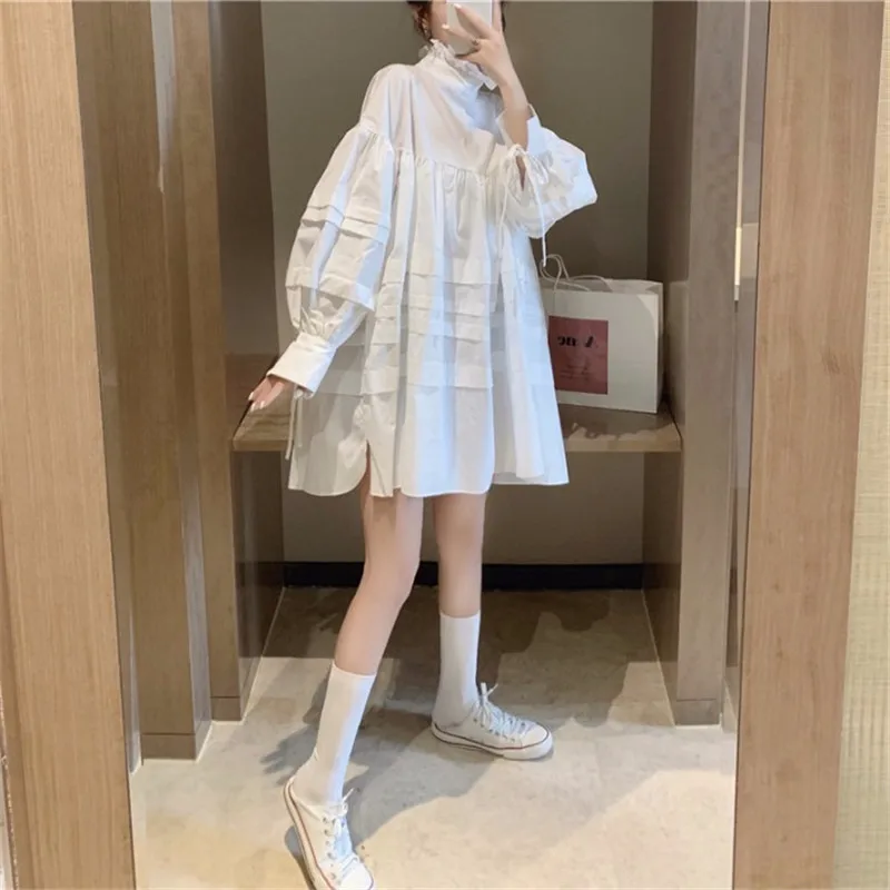 Новое осеннее платье для женщин прочный фонарь рукав Пышное Платье в Корейском