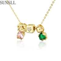 new arrival gold copper love boygirl glass white cubic zirconia for women combination necklace fashion jewelry pendant gifts