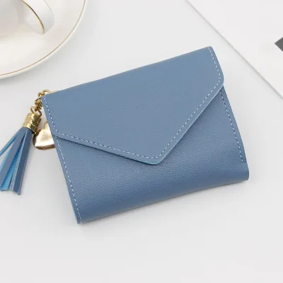 blue Мини-кошелек с кисточками, женский модный кошелек, женские короткие мини-кошельки, корейские студенческие милые кошельки, женский маленький кошелек для женщин - Цвет: blue
