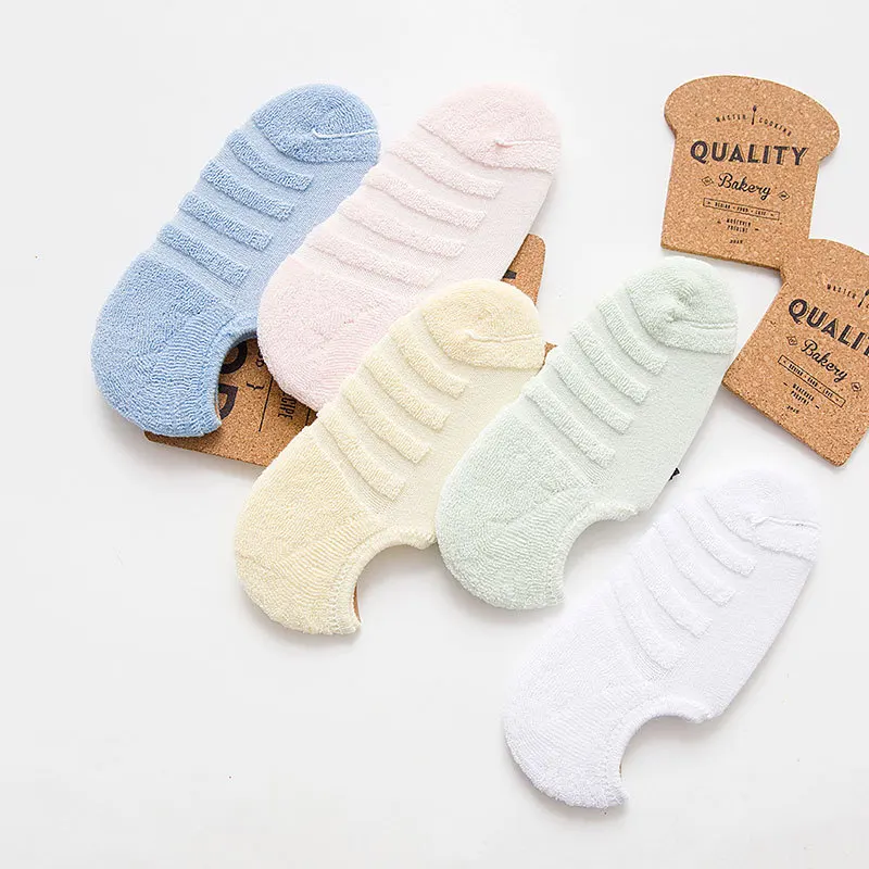 2 пары женские короткие бархатные хлопковые носки-башмачки массажные толстые