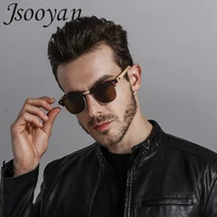 jsooyan polarized sunglasses men wooden bamboo frame driving sun glasses retro round shades googles pilot mirror lens eyewear
