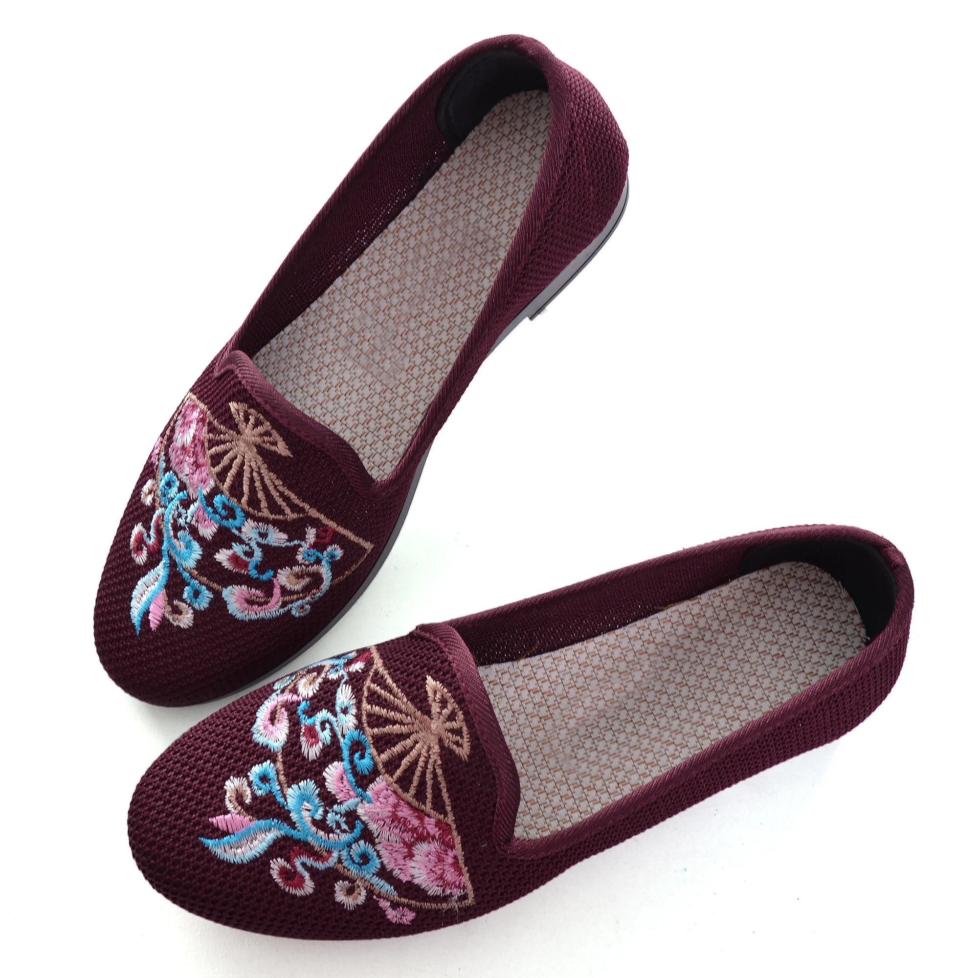 Парусиновая женская обувь без шнуровки Нарядная Балетки на плоской подошве с