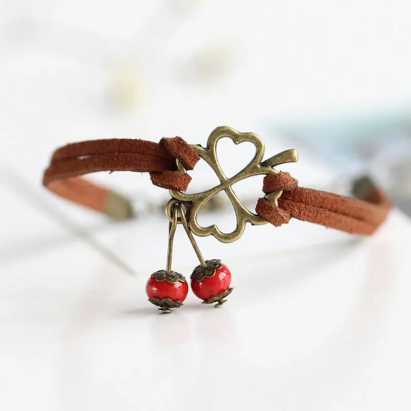 C002 бигбинг ювелирные изделия модный керамический Клевер вишня Шарм браслет