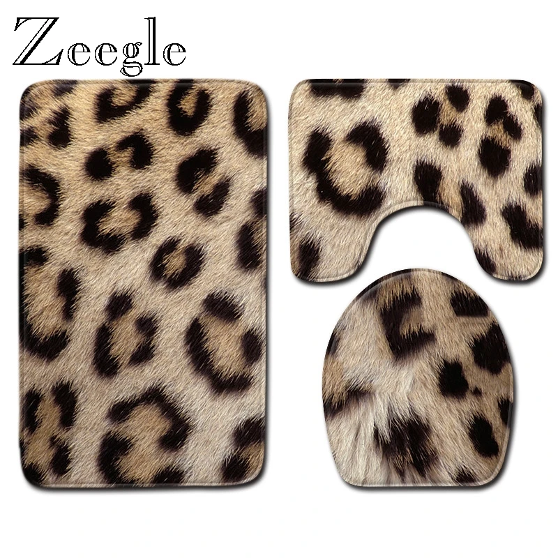 Zeegle Toilet Set Absorbent Pedestal Rug Flannel Soft Foot Mat Washable Seat Cover Anti Slip 3pcs Bath | Дом и сад
