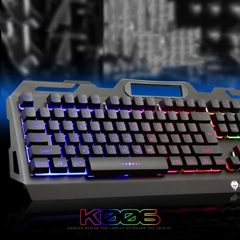 Игровая клавиатура с 104 клавишами подсветки проводная USB RGB для планшетов