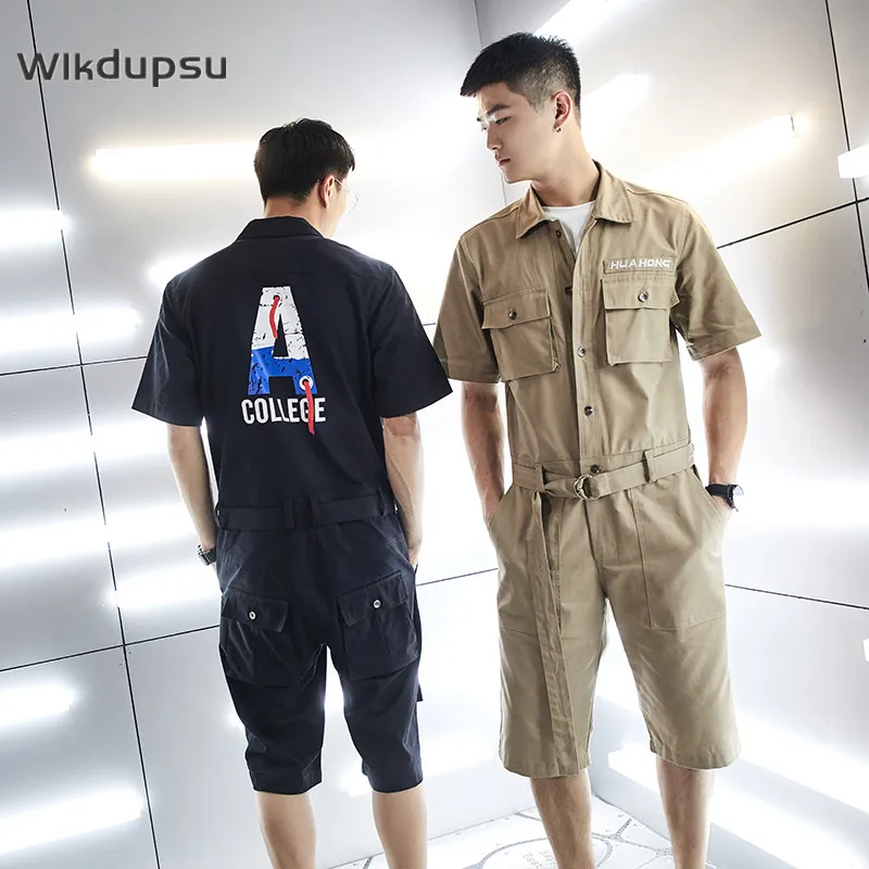 

Комбинезон мужской, прямой, с коротким рукавом, весна-лето