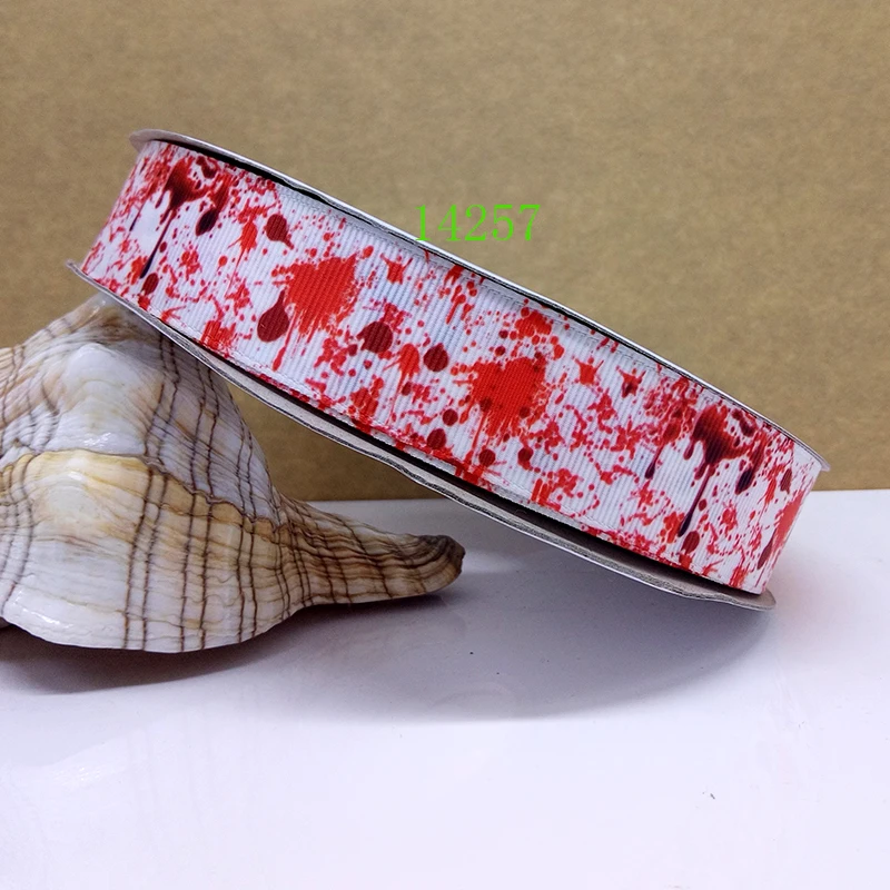 Бесплатная доставка 50 ярдов корсажная лента с принтом на Хэллоуин 14257 | Дом и сад