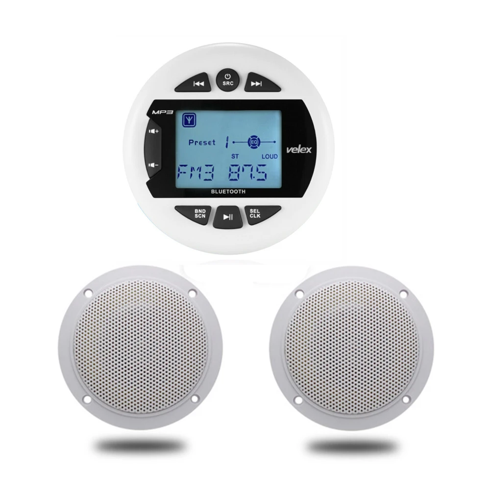 Морской Стерео Bluetooth Радио FM AM MP3 плеер аудио+ 4 дюйма водонепроницаемые напольные колонки для лодки ATV UTV мотоцикл