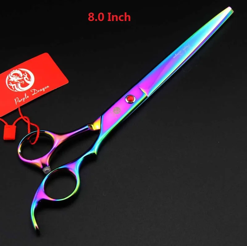 8," ножницы для ухода за домашними животными для собак JP440C фиолетовый Драган профессиональные ножницы для стрижки 7,5" филировочные ножницы изогнутый клипер LZS0418 - Цвет: Colorful Cutting