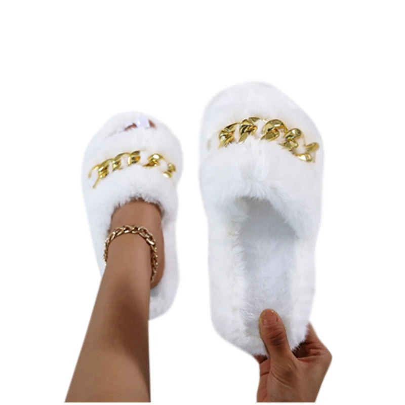 

Warm Winter Women's Slippers Home Plush Female Slipper Ladies Slip On Indoor House Flats Shoes Room Cotton Women Slides 2021