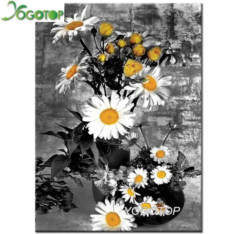 5D алмазная вышивка маргаритки сделай сам живопись крестиком Круглая Мозаика