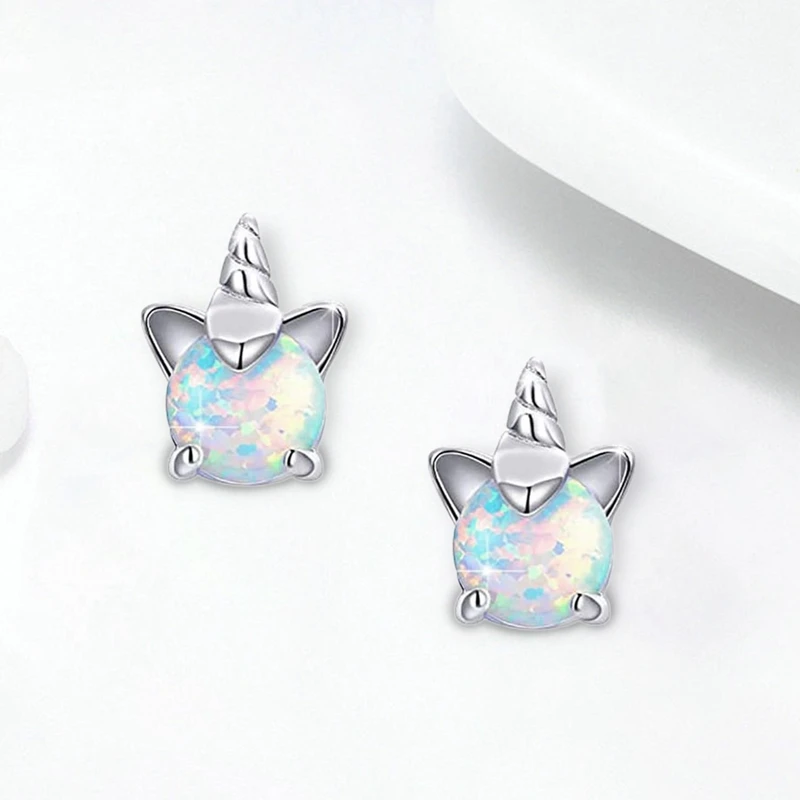 

A-Unicorn Stud Earrings Multi-Color Small Earrings For Women Wedding Fashion Jewelry Gifts