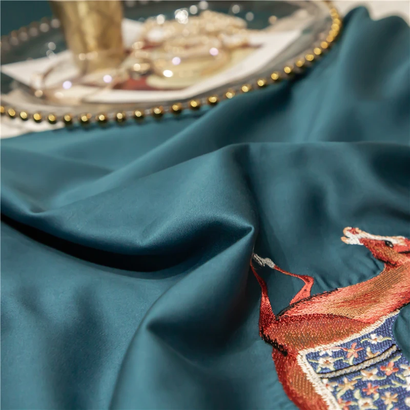 Комплект постельного белья из 4 предметов египетского хлопка с вышивкой | Дом и